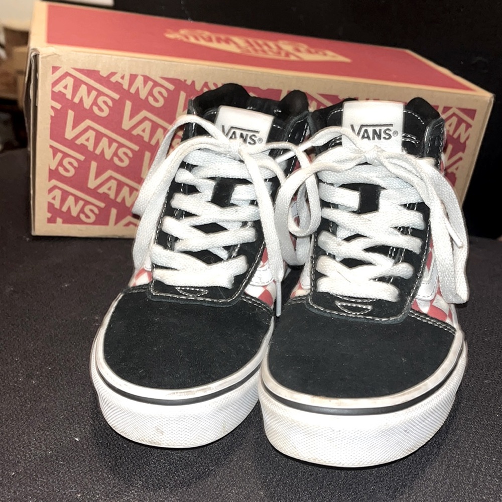Red & White Checkerboard High Top Vans